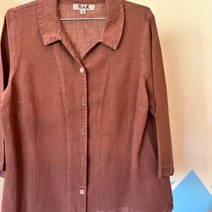 Flax Linen Button Down Blouse S